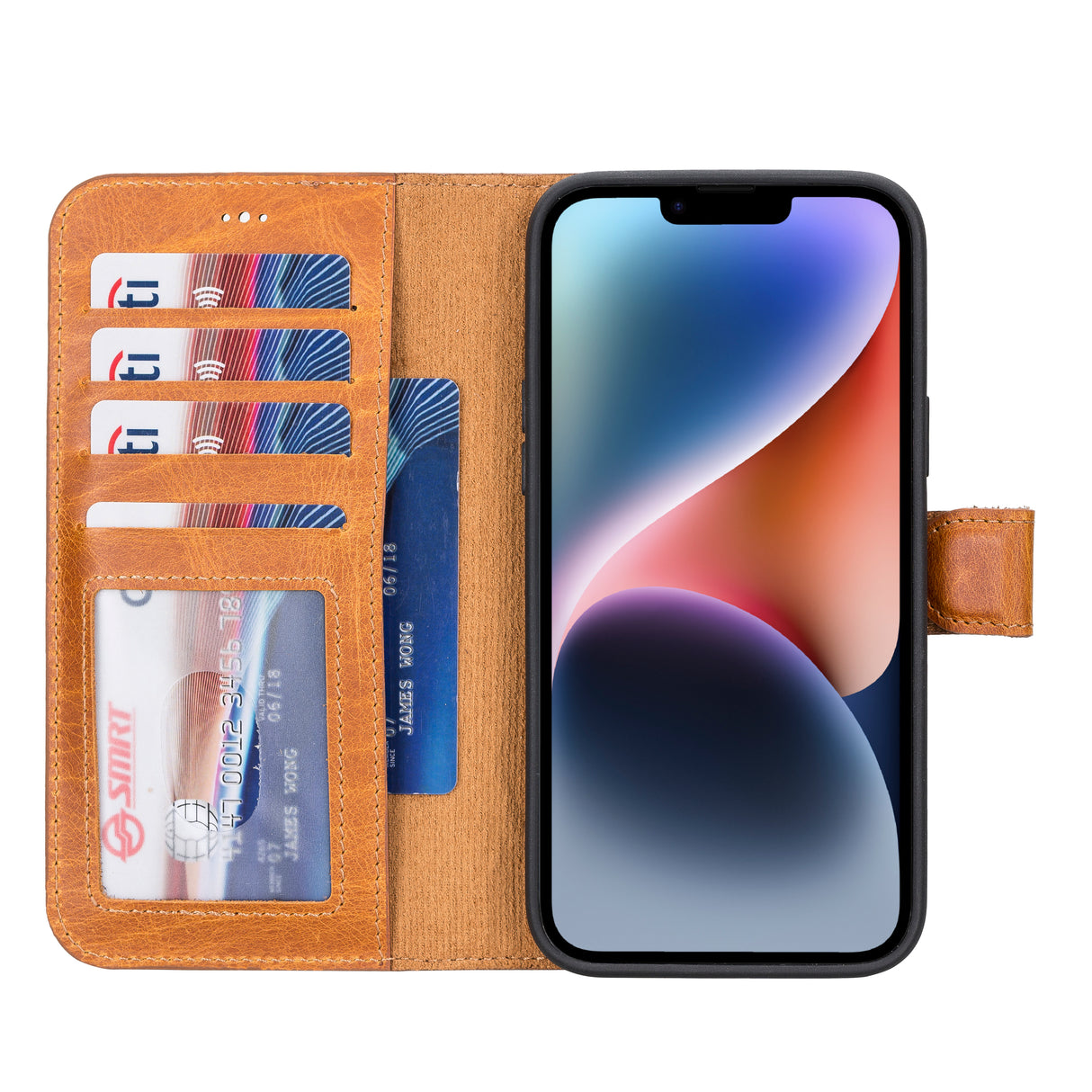 iPhone 15 Plus Leather Wallet Case