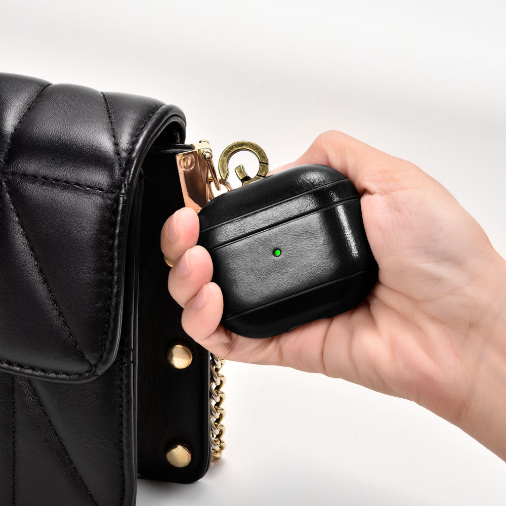 Mandarin1-2AirPods 1/2 Leather Protective Case Cover with Hook Mandarin black 4Black1Mandarin1-2Black6