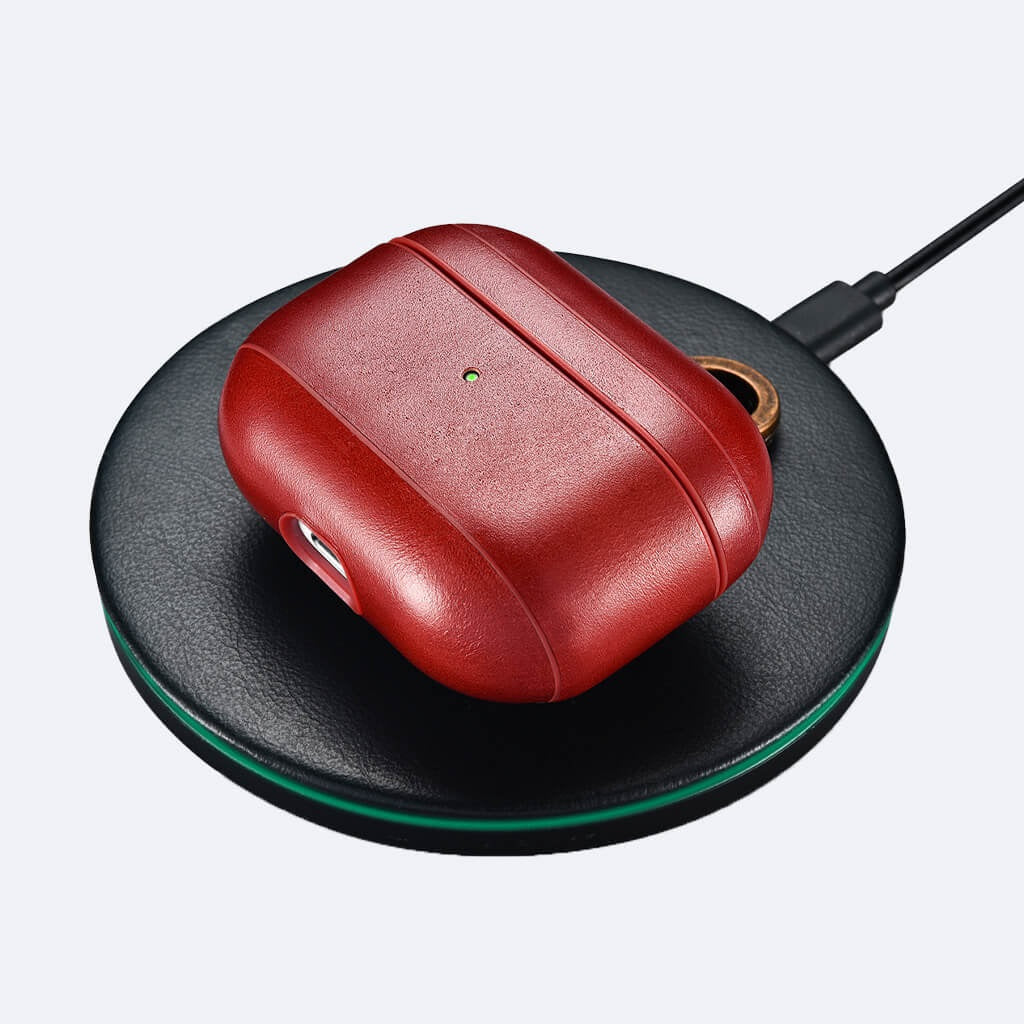 Mandarin1-2AirPods 1/2 Leather Protective Case Cover with Hook Mandarin red  4
