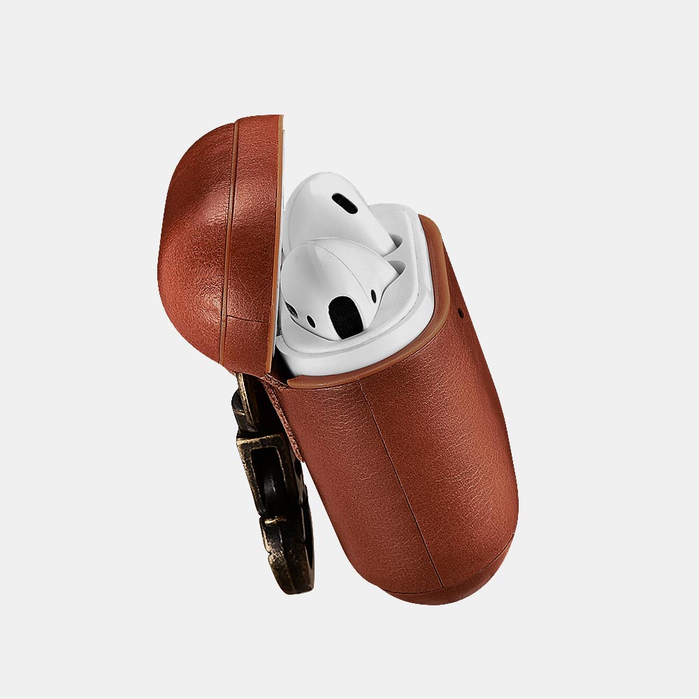 AirPods 1/2 Leather Protective Case Cover with Hook