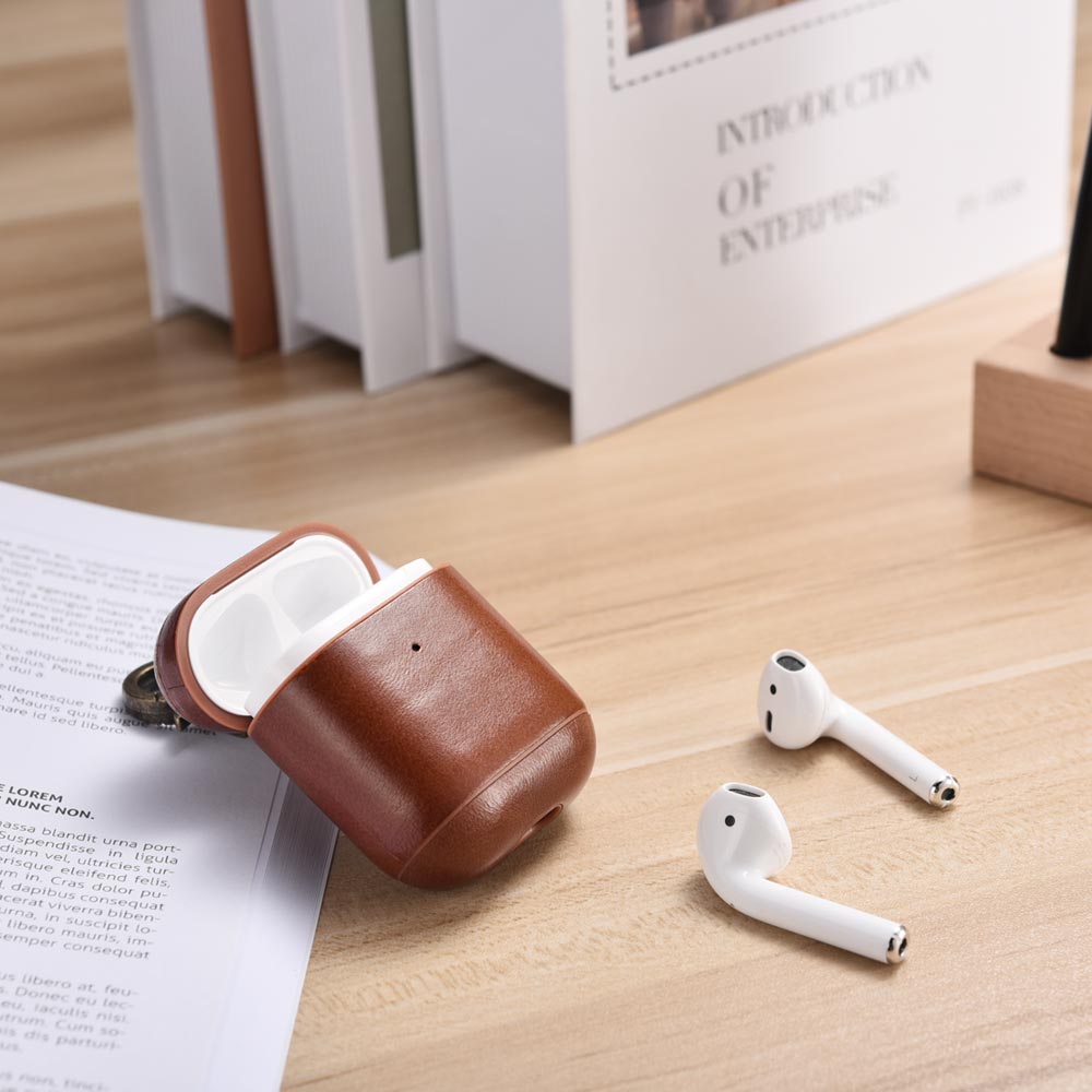 AirPods 1/2 Leather Protective Case Cover with Hook