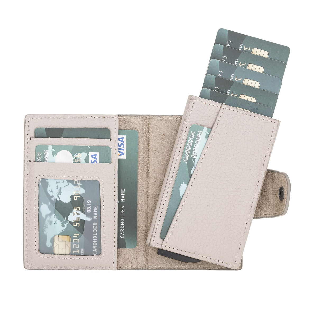 Premium RFID Blocking Leather Card Holder with Pop-Up Feature