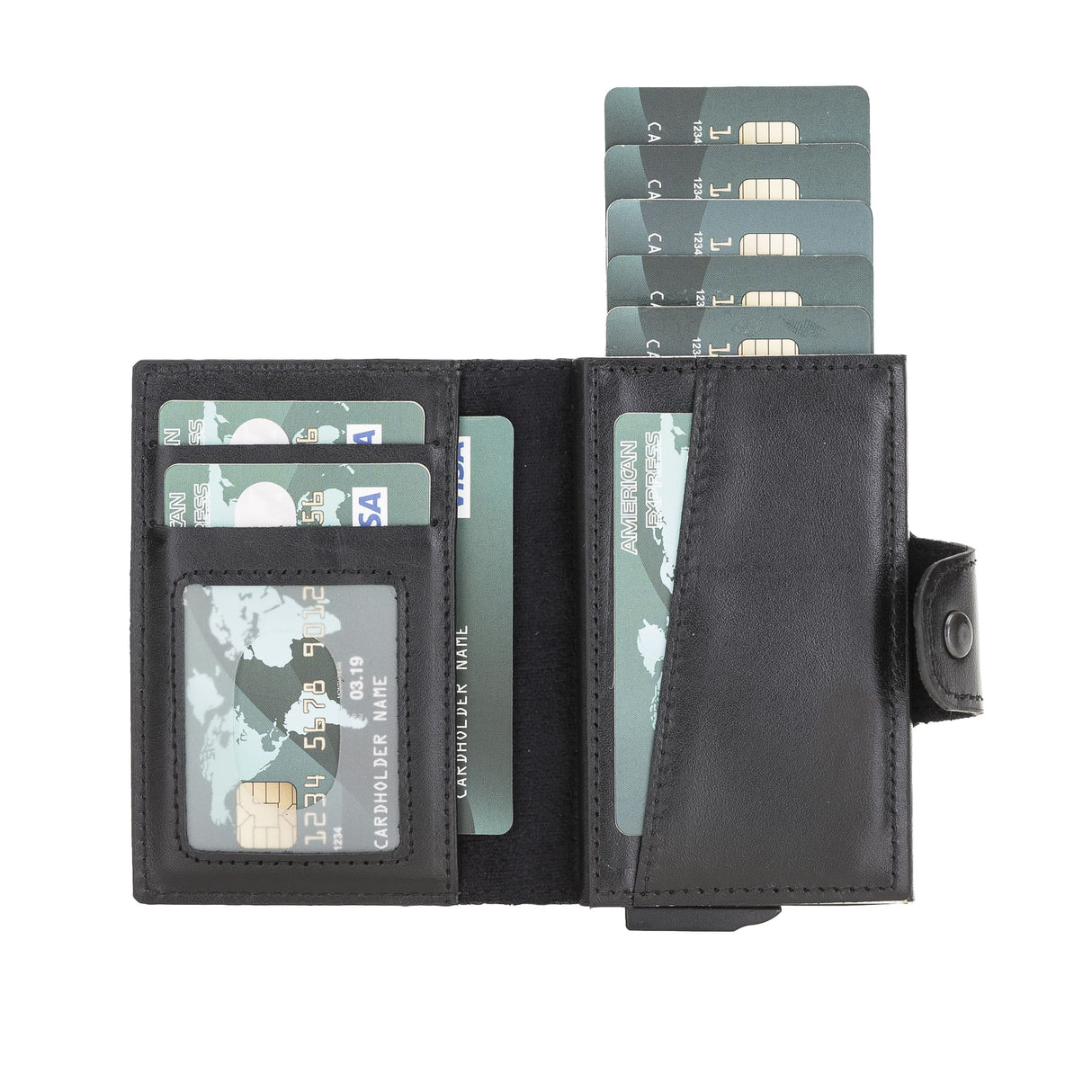 Premium RFID Blocking Leather Card Holder with Pop-Up Feature