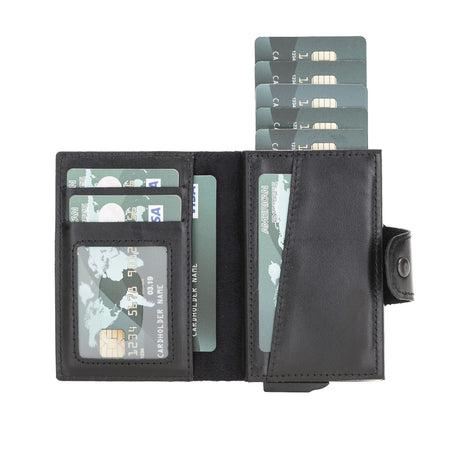 Premium RFID Blocking Leather Card Holder with Pop-Up Feature