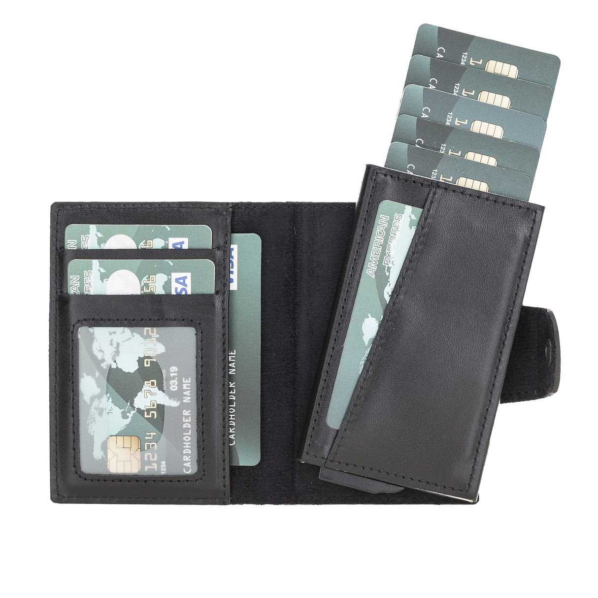 Premium RFID Blocking Leather Card Holder with Pop-Up Feature