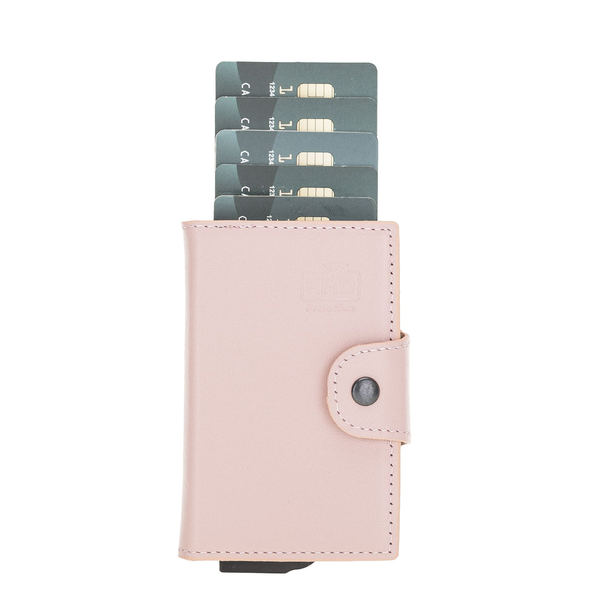 Premium RFID Blocking Leather Card Holder with Pop-Up Feature