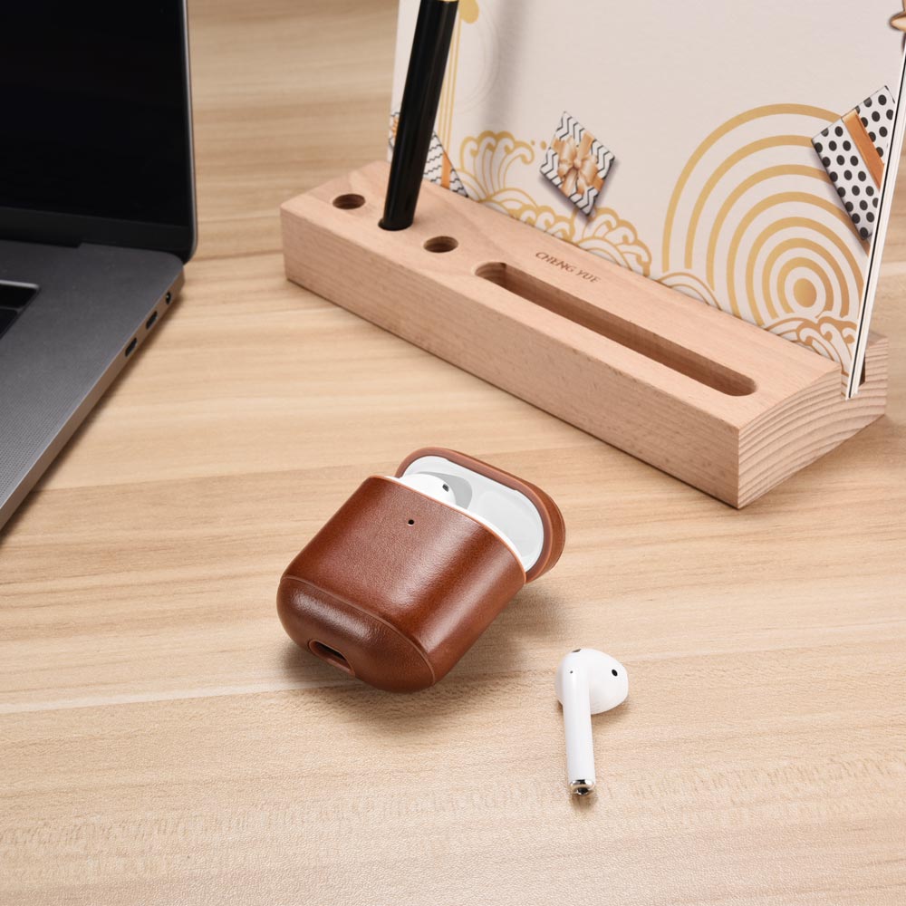 AirPods 1/2 Leather Protective Case Cover with Hook by Hardiston - premium AirPods Cases