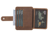 Elegant Leather Card Holder with Snap Closure and Dual ID Windows by Hardiston - premium Card Holders