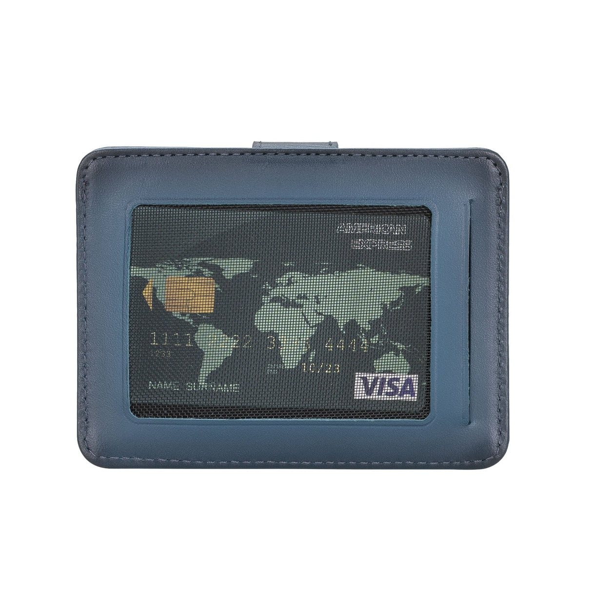 Elegant Leather Card Holder with Snap Closure and Dual ID Windows by Hardiston - premium Card Holders