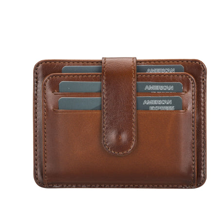 Elegant Leather Card Holder with Snap Closure and Dual ID Windows by Hardiston - premium Card Holders