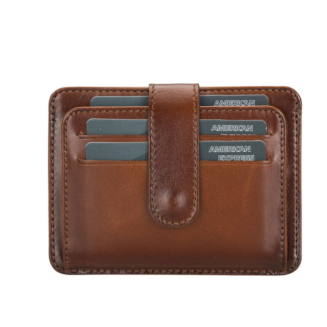 Elegant Leather Card Holder with Snap Closure and Dual ID Windows by Hardiston - premium Card Holders