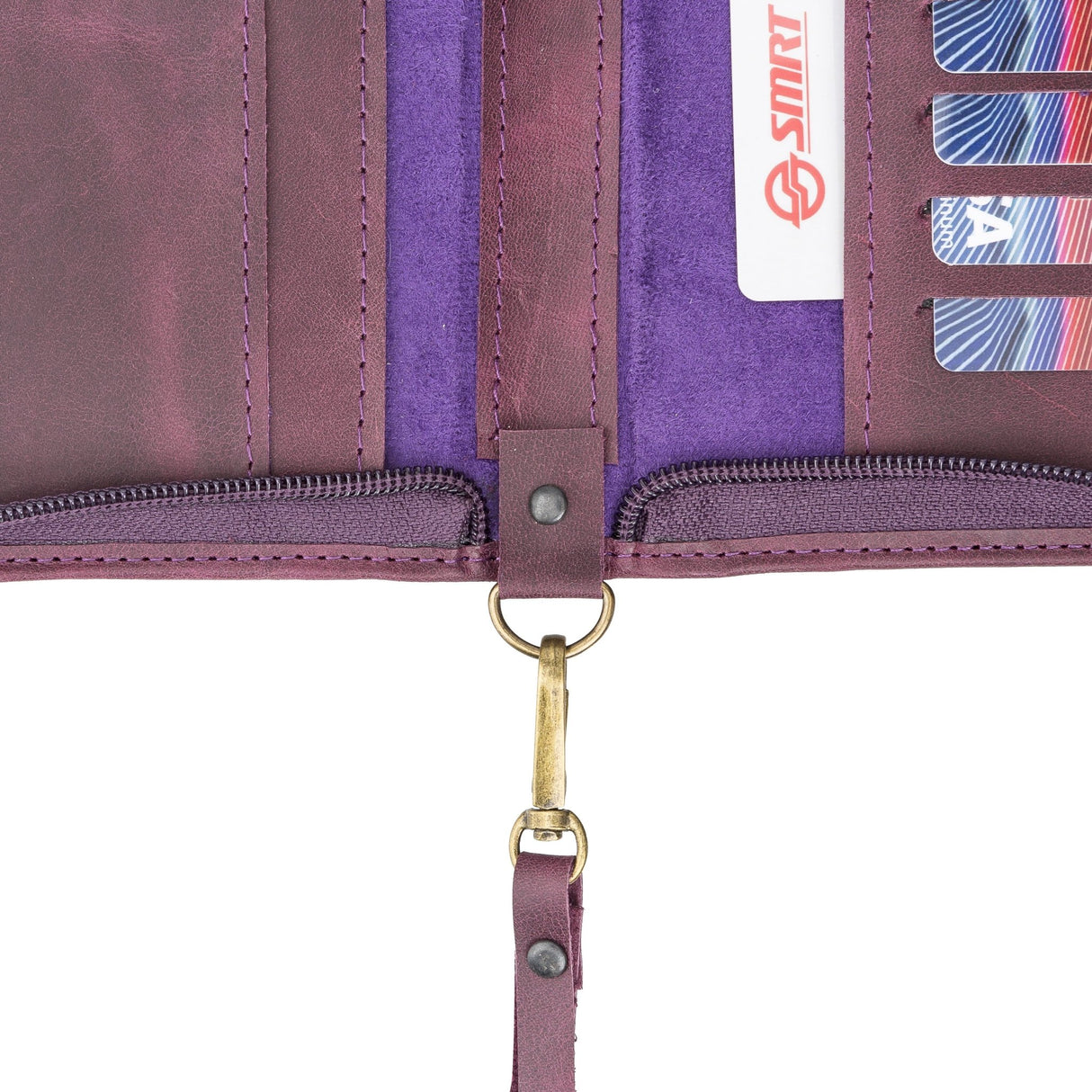 Handcrafted Leather Zipped Passport Holder with Wristlet by Hardiston - premium Passport Cases