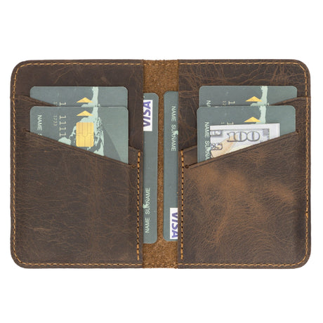 Handmade Genuine Leather Bi - Fold Card Holder by Hardiston - premium mws_apo_generated