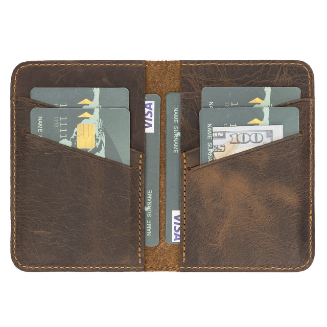 Handmade Genuine Leather Bi - Fold Card Holder by Hardiston - premium mws_apo_generated