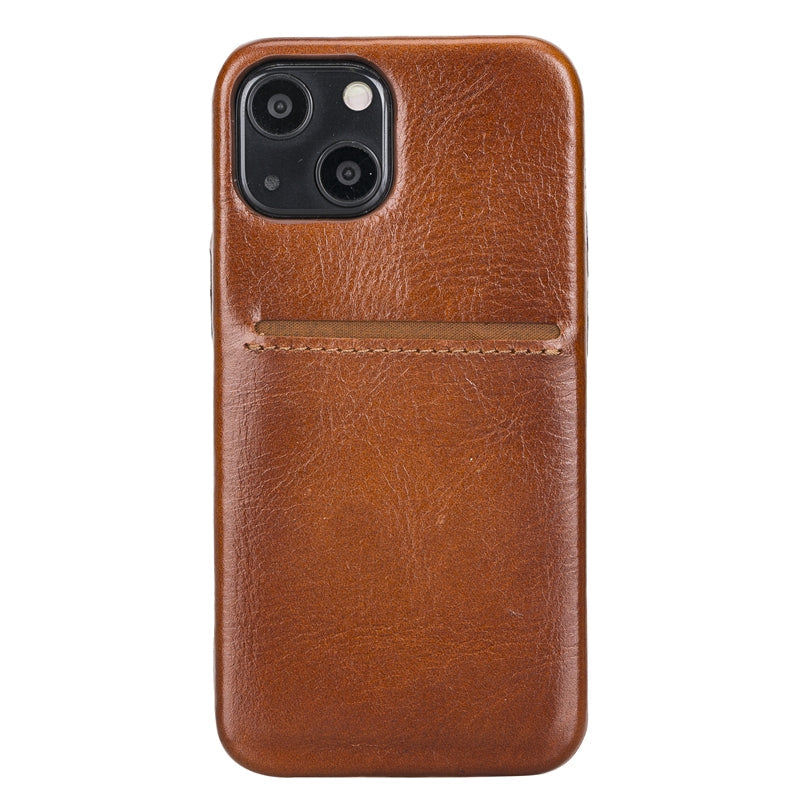 iPhone 13 Mini Russet Leather Snap-On Case with Card Holder - Hardiston - 2