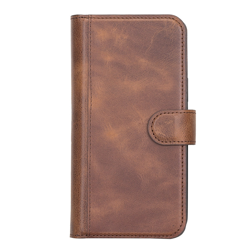 iPhone 13 Pro Brown Leather Detachable Dual 2-in-1 Wallet Case with Card Holder and MagSafe - Hardiston - 5