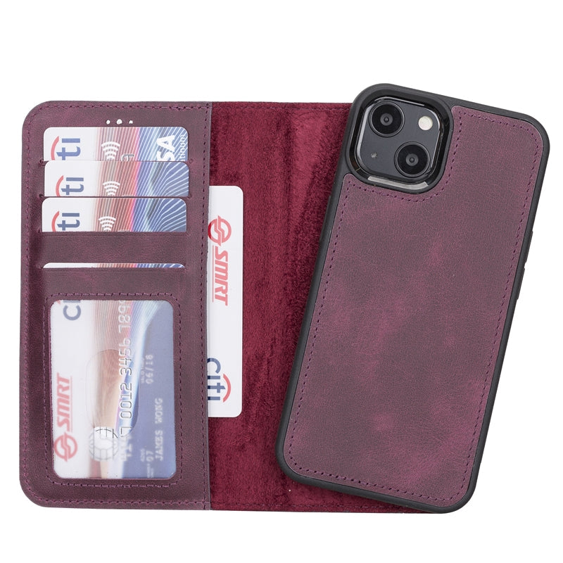 iPhone 13 Purple  Leather Detachable 2-in-1 Wallet Case with Card Holder and MagSafe - Hardiston - 2