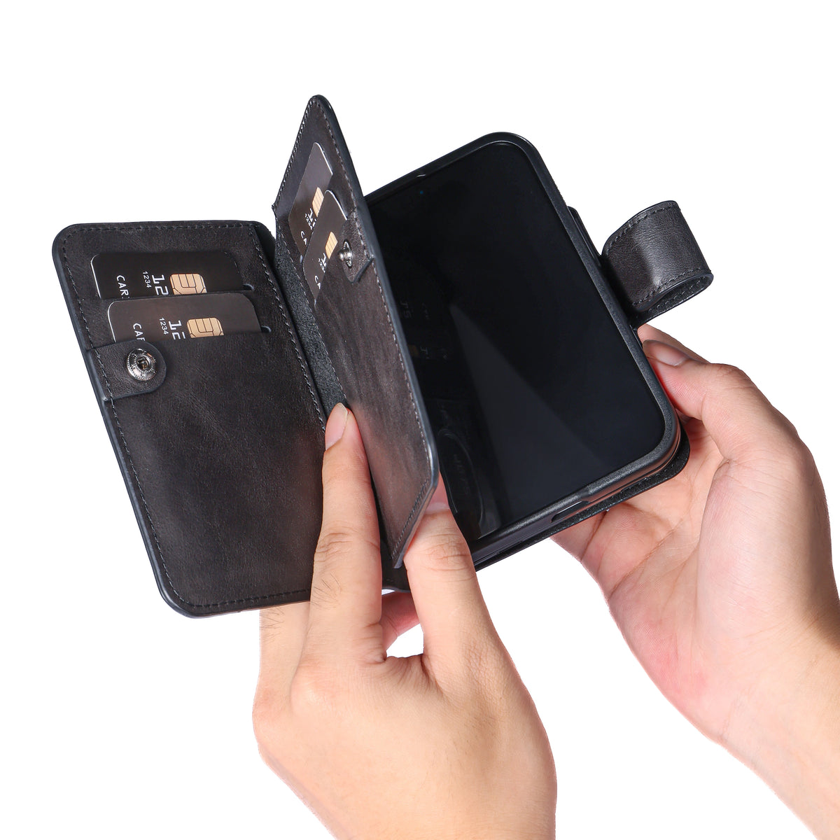 iPhone Duo Double Wallet Case – Handmade Leather, MagSafe & RFID