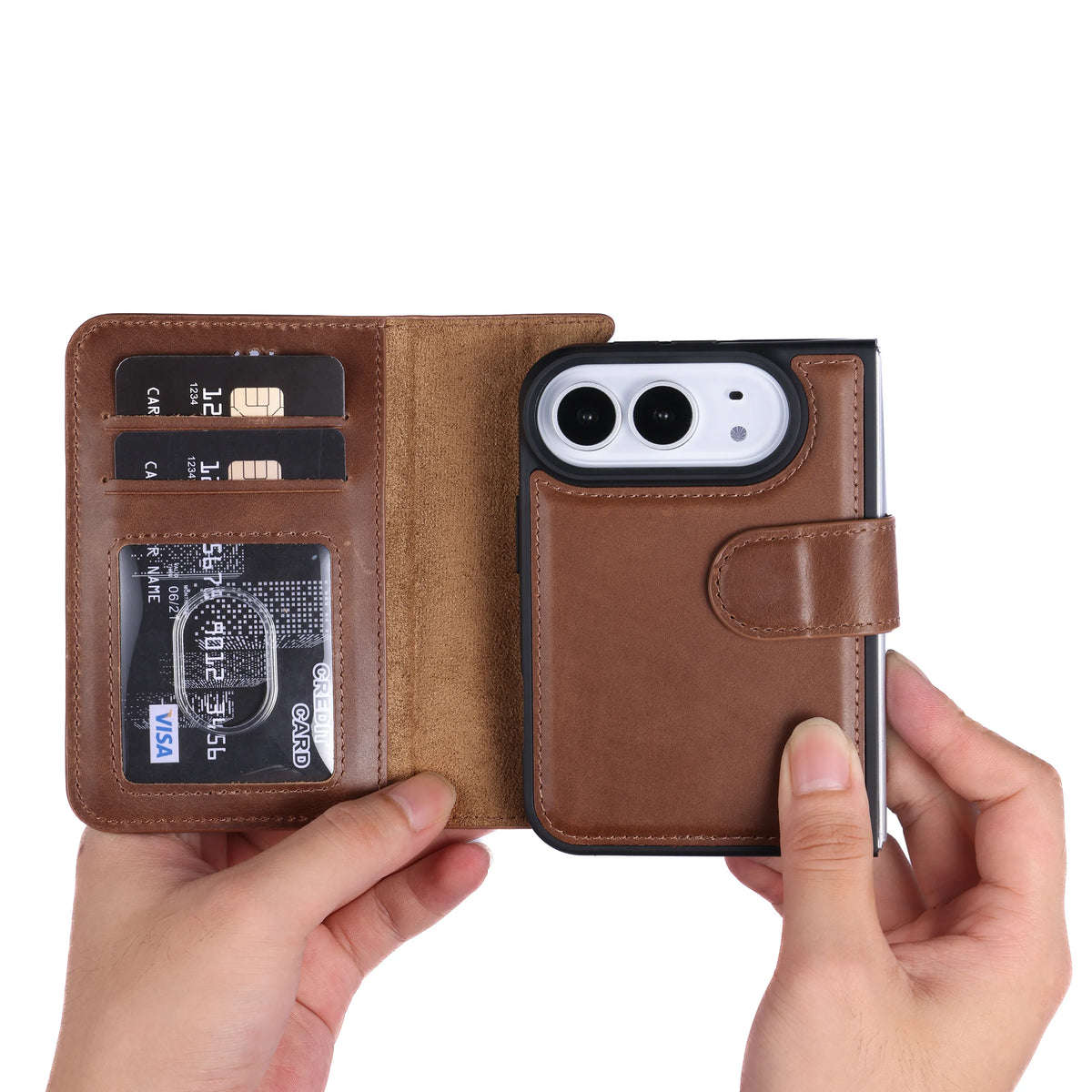 iPhone Duo Magnet Wallet Case – Detachable Leather, MagSafe & RFID