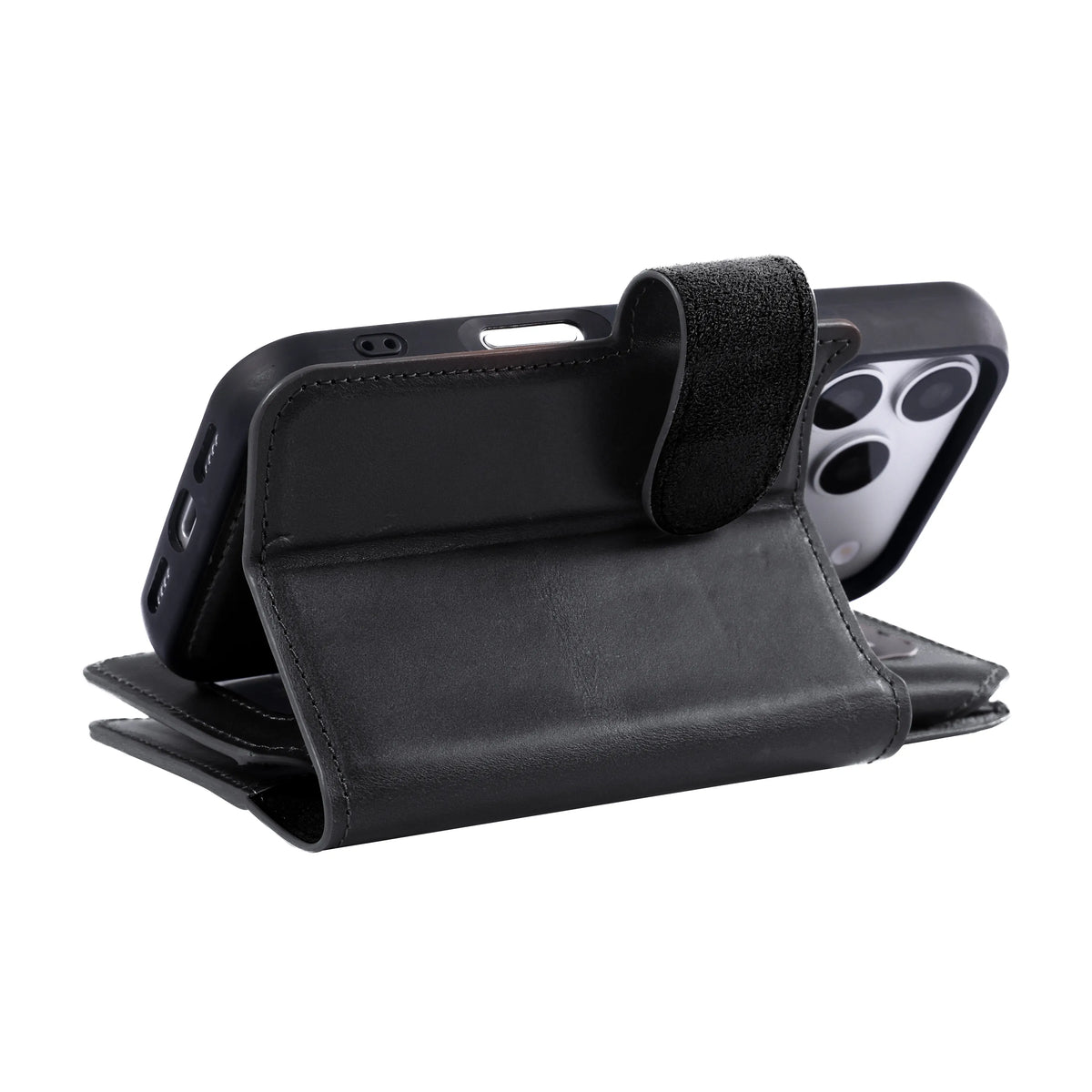 iPhone 18 Pro Double Wallet Case – Handmade Leather, MagSafe & RFID