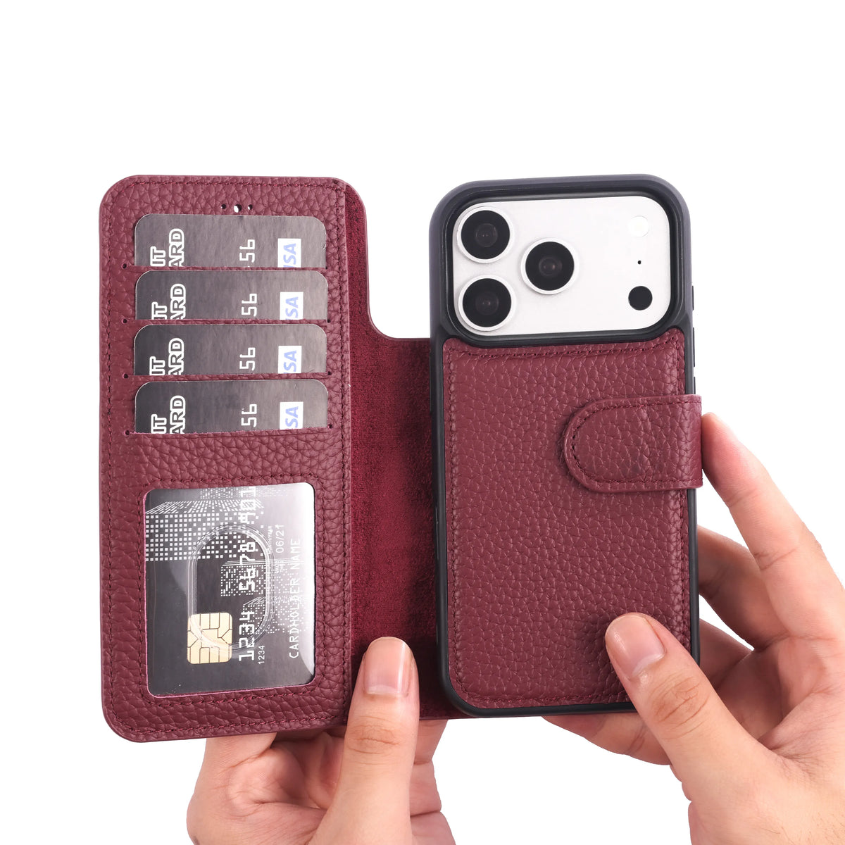 iPhone 18 Pro Magnet Wallet Case – Detachable Leather, MagSafe & RFID