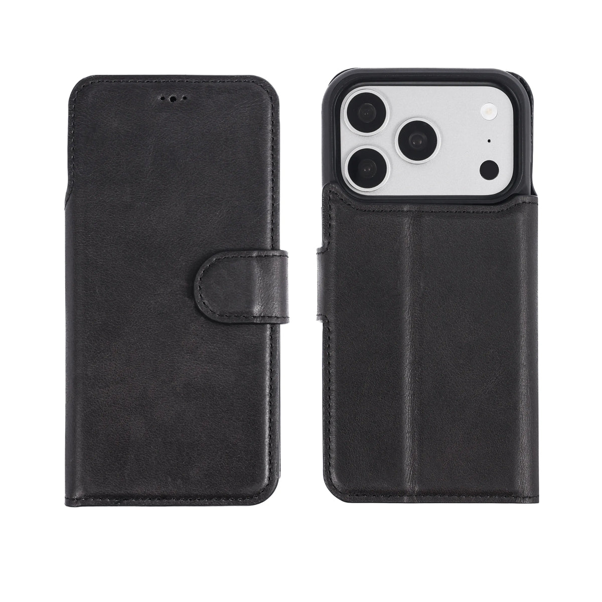 iPhone 18 Pro Max Double Wallet Case – Handmade Leather, MagSafe & RFID