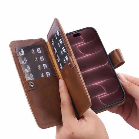 iPhone 18 Pro Max Double Wallet Case – Handmade Leather, MagSafe & RFID