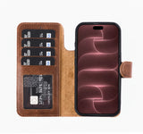 iPhone 18 Pro Max Double Wallet Case – Handmade Leather, MagSafe & RFID