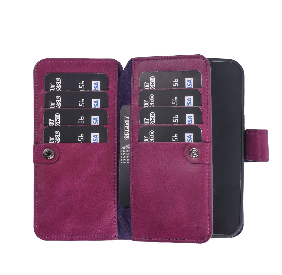 iPhone 18 Pro Max Double Wallet Case – Handmade Leather, MagSafe & RFID
