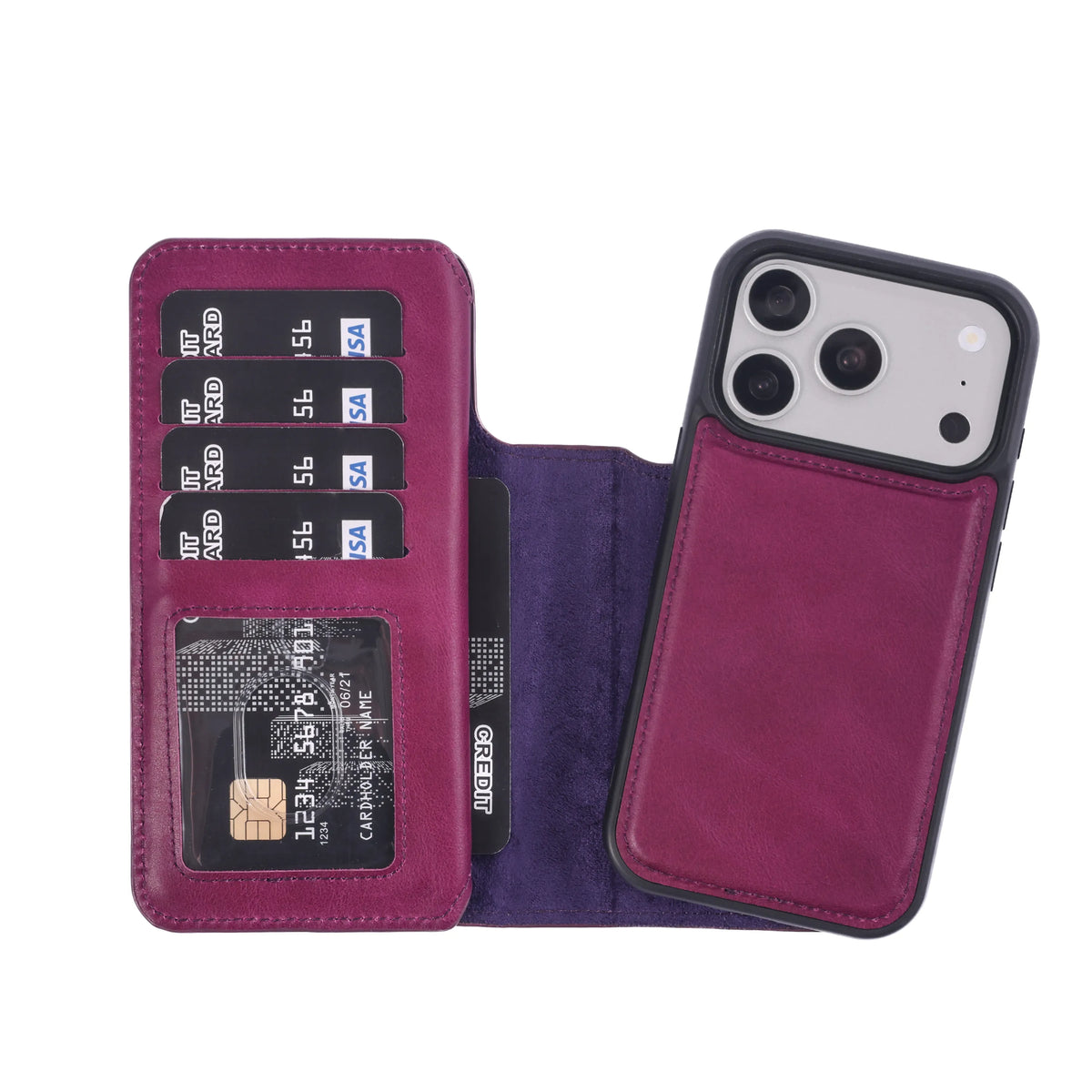 iPhone 18 Pro Max Double Wallet Case – Handmade Leather, MagSafe & RFID