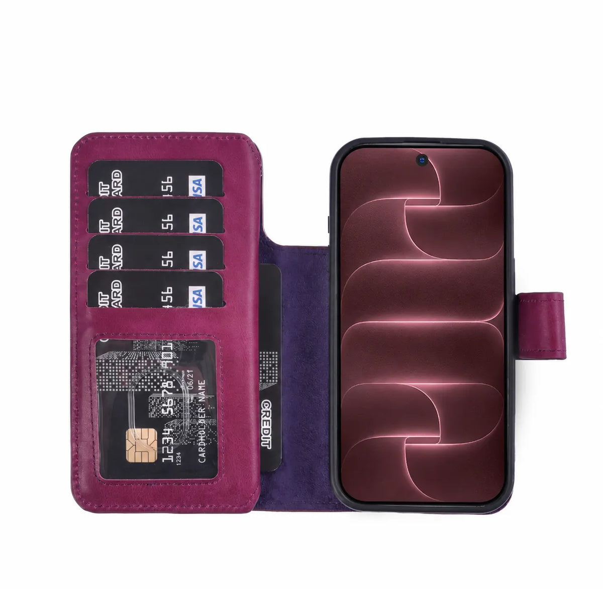 iPhone 18 Pro Max Double Wallet Case – Handmade Leather, MagSafe & RFID