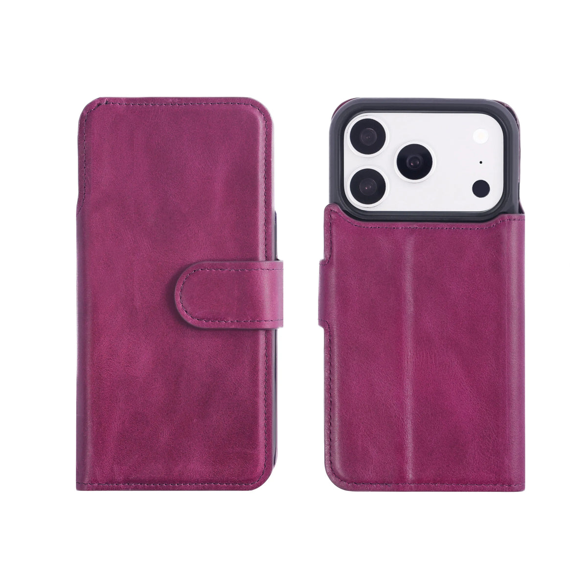 iPhone 18 Pro Max Double Wallet Case – Handmade Leather, MagSafe & RFID