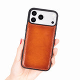 iPhone 18 Pro Slim Snap-On Leather Case – MagSafe & TPE Bumper