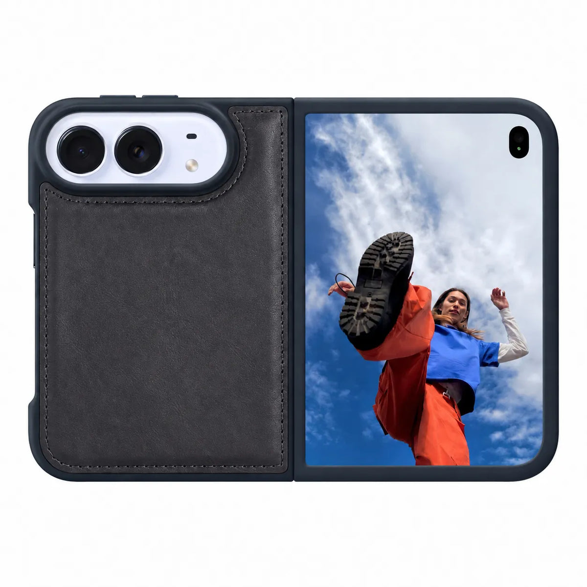 iPhone Duo Slim Snap-On Leather Case – MagSafe & TPE Bumper