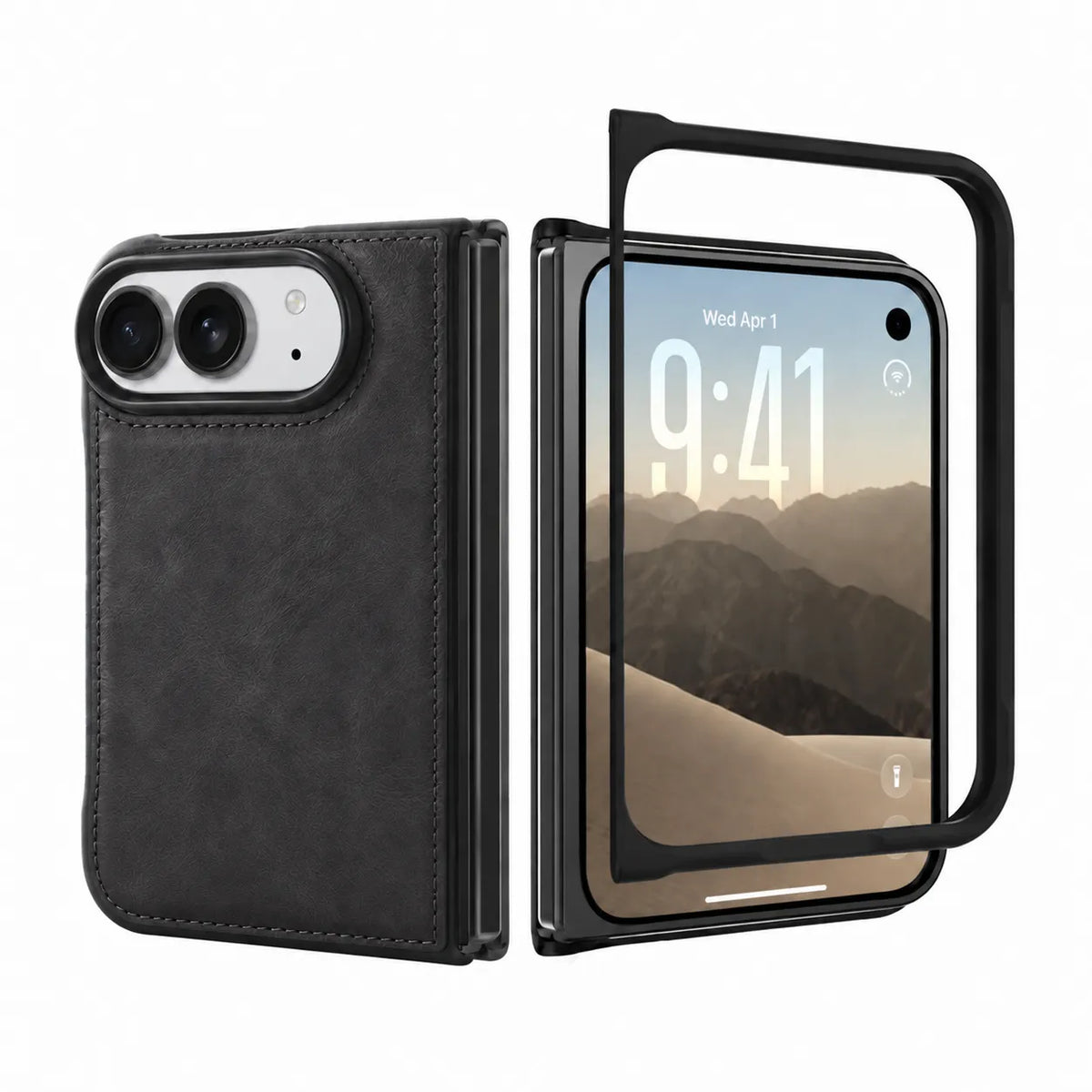iPhone Duo Slim Snap-On Leather Case – MagSafe & TPE Bumper