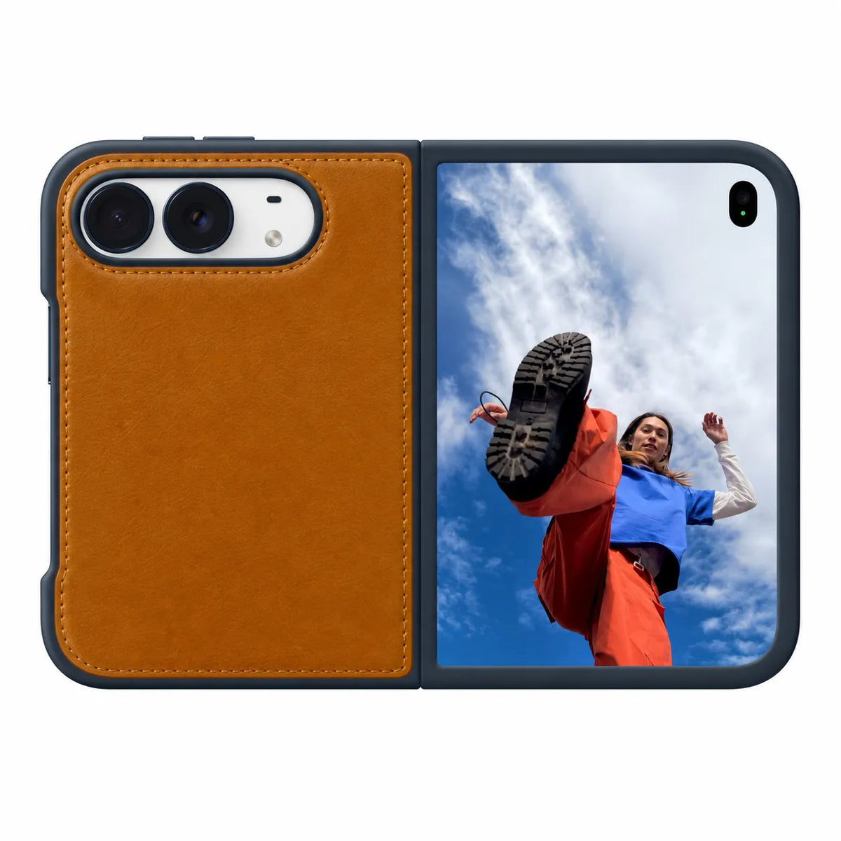 iPhone Duo Slim Snap-On Leather Case – MagSafe & TPE Bumper