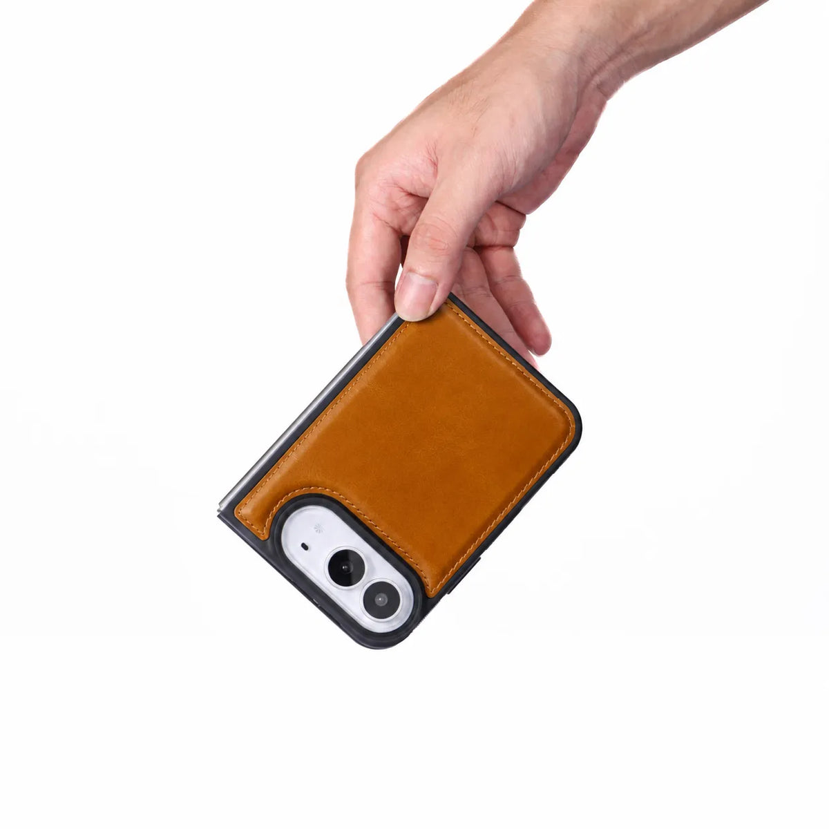 iPhone Duo Slim Snap-On Leather Case – MagSafe & TPE Bumper