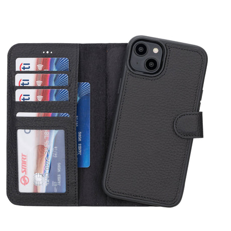 iPhone 14 Plus Leather Wallet Case black