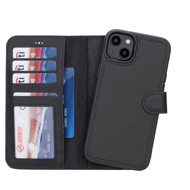 iPhone 14 Plus Leather Wallet Case black