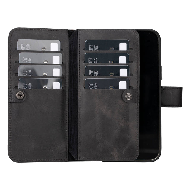 iPhone 15 Plus Leather Dual Wallet Case Black_1