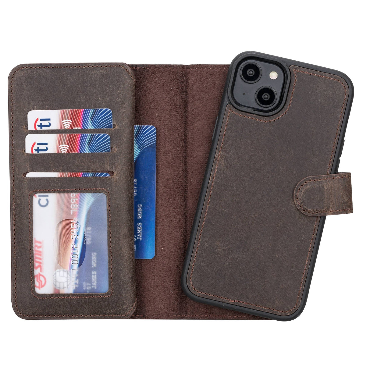 iPhone 14 Plus Leather Dual Wallet Case by Hardiston - premium iPhone 14 Cases