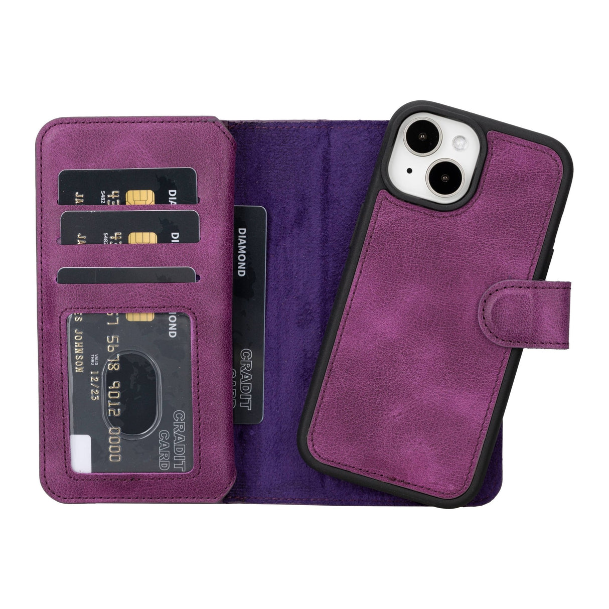 iPhone 15 Leather Dual Wallet Case by Hardiston - premium iPhone 15 Cases