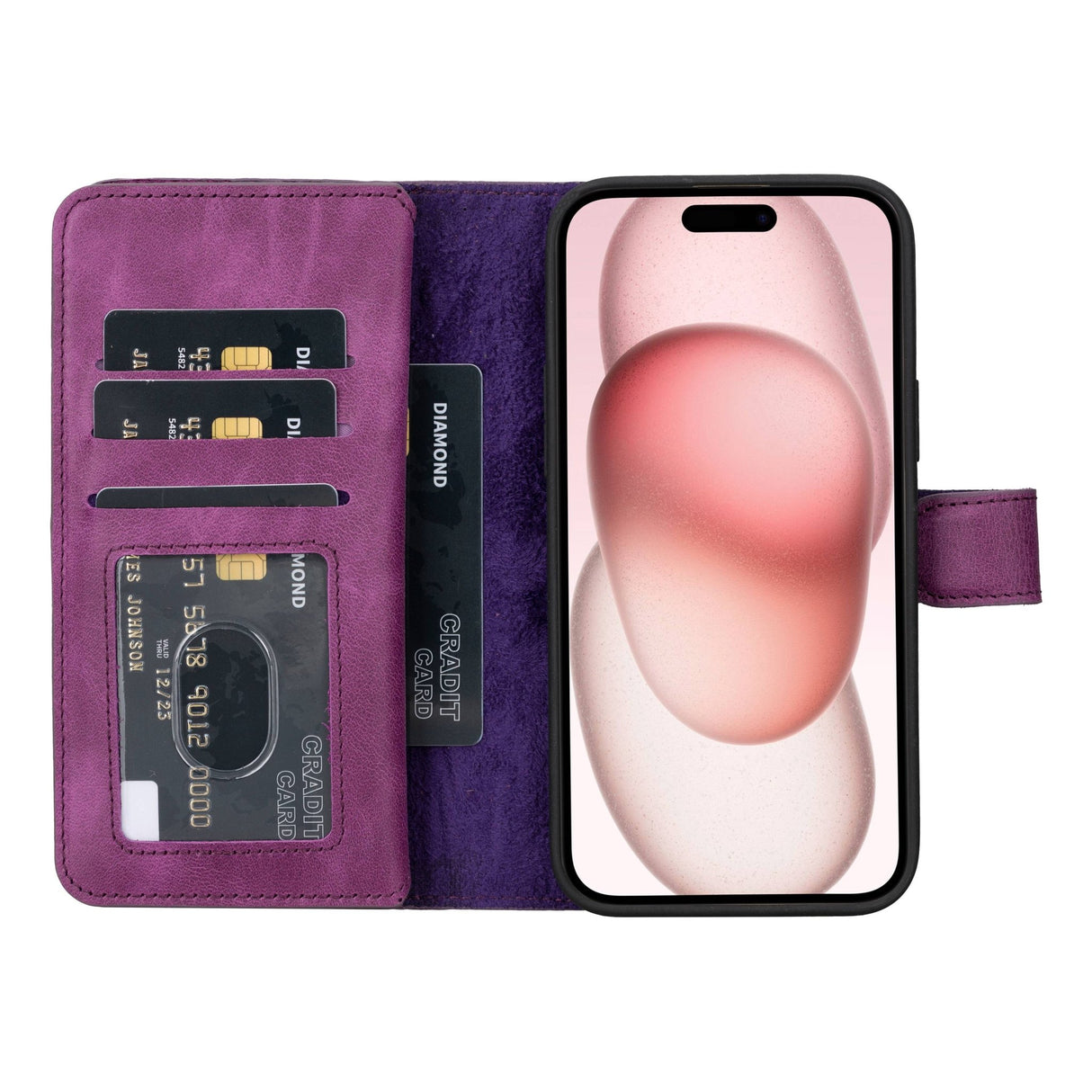 iPhone 15 Plus Leather Dual Wallet Case by Hardiston - premium iPhone 15 Cases