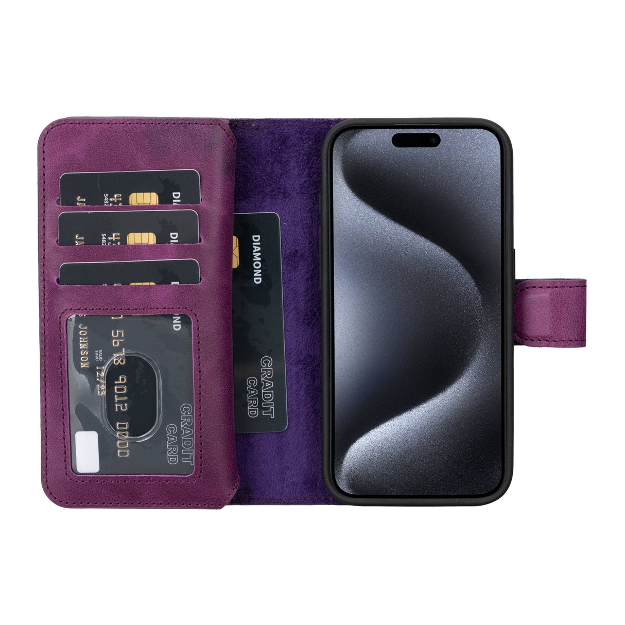 iPhone 15 Pro Dual Leather Wallet Case by Hardiston - premium iPhone 15 Cases