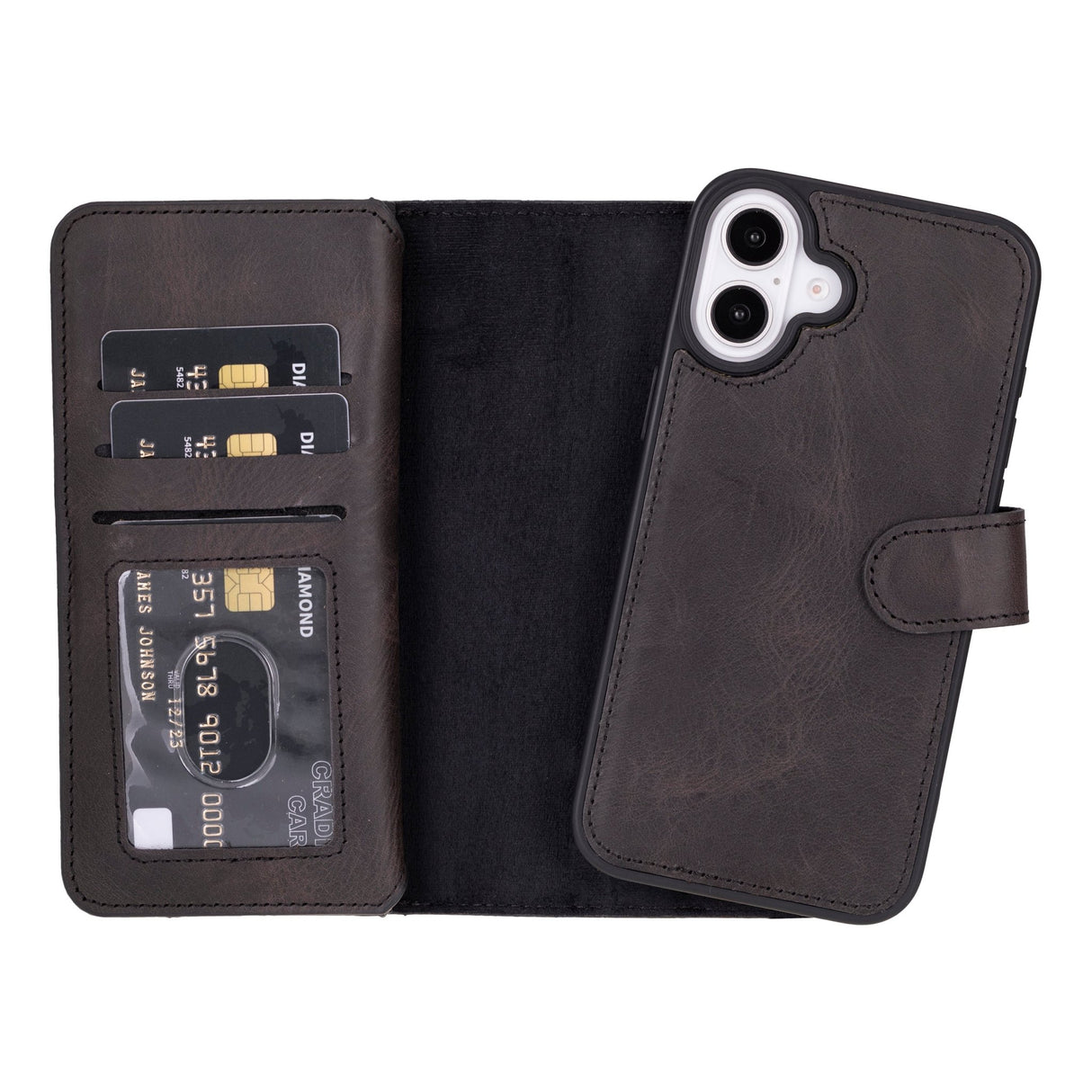 iPhone 16 Plus Leather Dual Wallet Case by Hardiston - premium iPhone 16 Cases