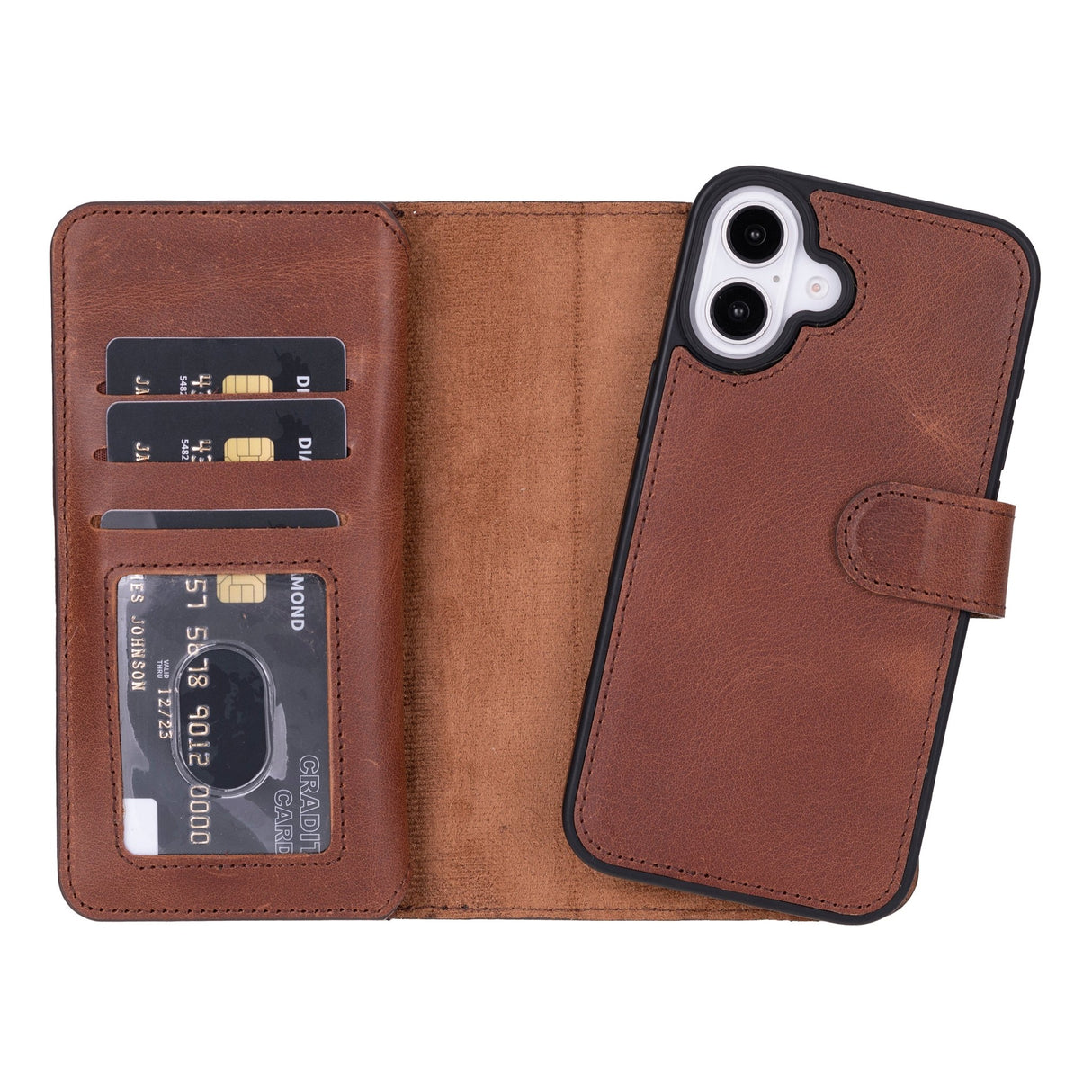 iPhone 16 Plus Leather Dual Wallet Case by Hardiston - premium iPhone 16 Cases