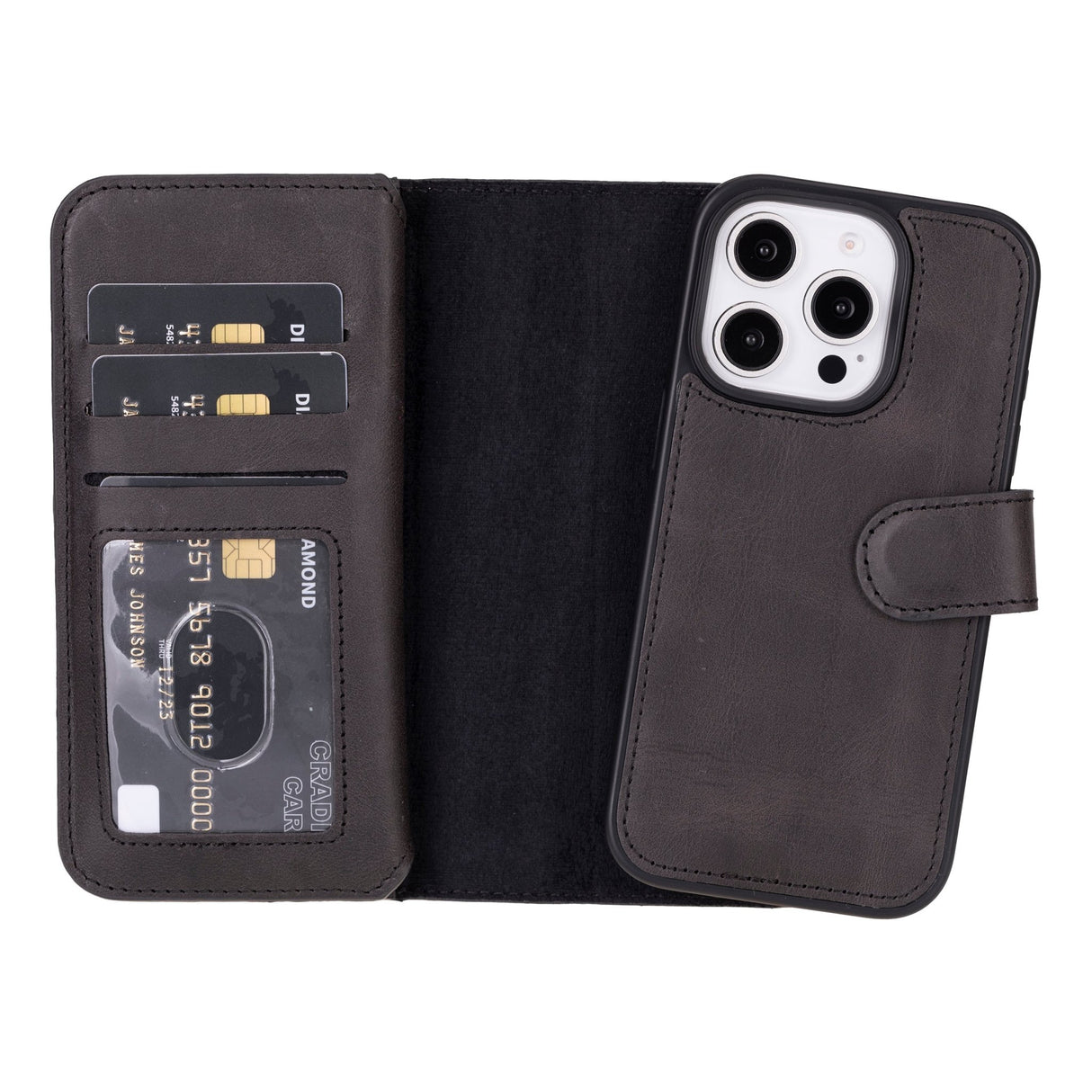 iPhone 16 Pro Double Magnet Detachable Leather Wallet Case – Brown iPhone 16 Pro Double Magnet Detachable Leather Wallet Case – Brown