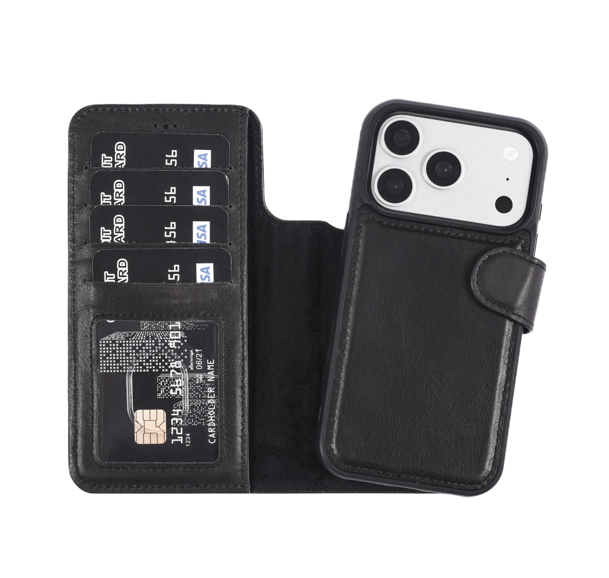 iPhone 18 Pro Double Wallet Case – Handmade Leather, MagSafe & RFID by Hardiston - premium iPhone 18 Cases