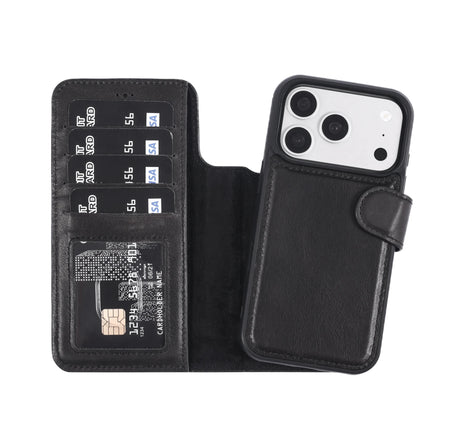 iPhone 18 Pro Max Double Wallet Case – Handmade Leather, MagSafe & RFID by Hardiston - premium iPhone 18 Cases