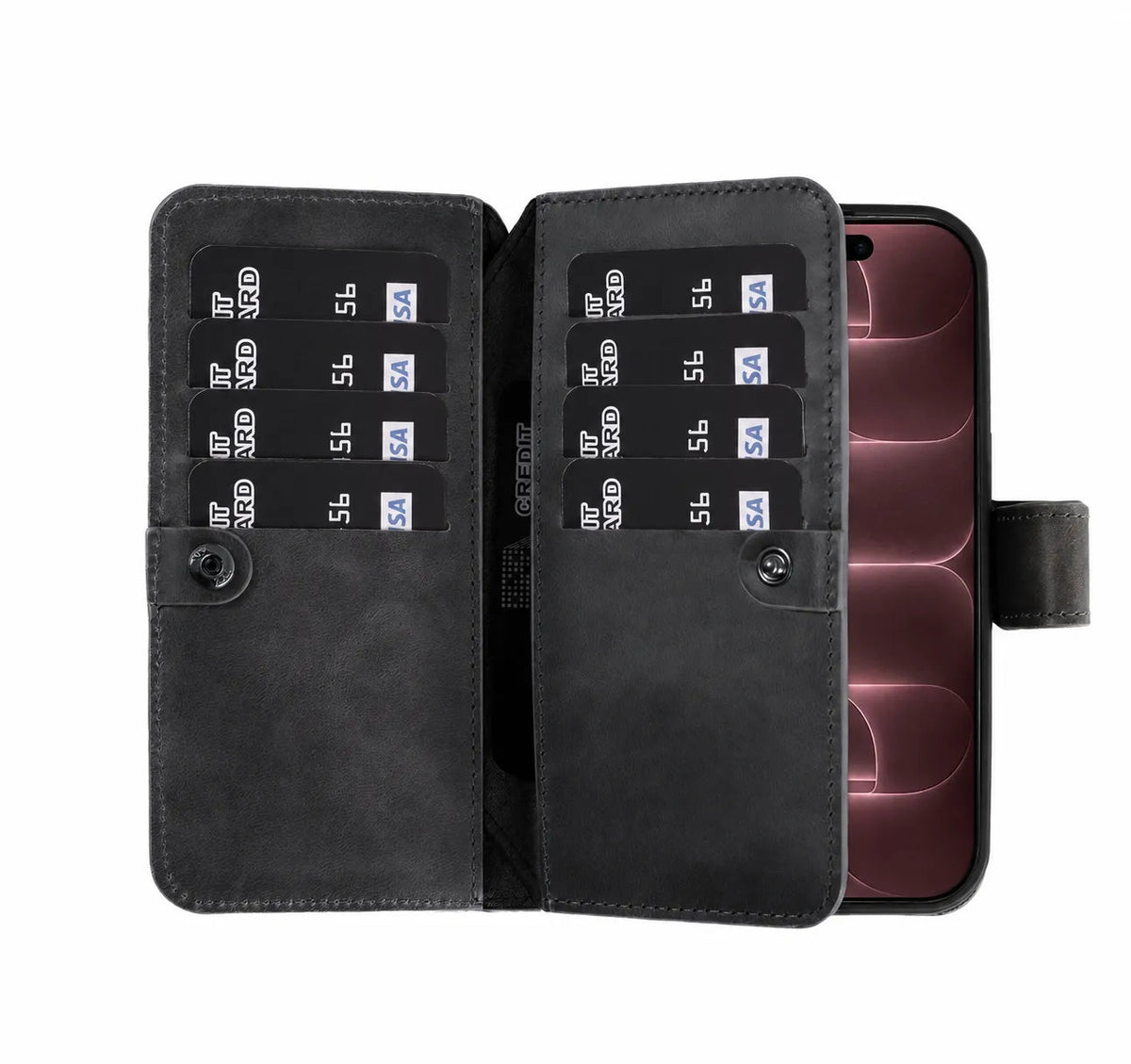 iPhone 18 Pro Max Double Wallet Case – Handmade Leather, MagSafe & RFID by Hardiston - premium iPhone 18 Cases